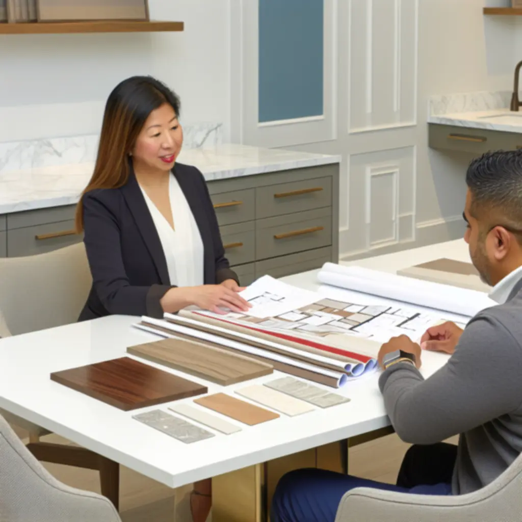 Szakértői tervezési konzultáció modern konyhában